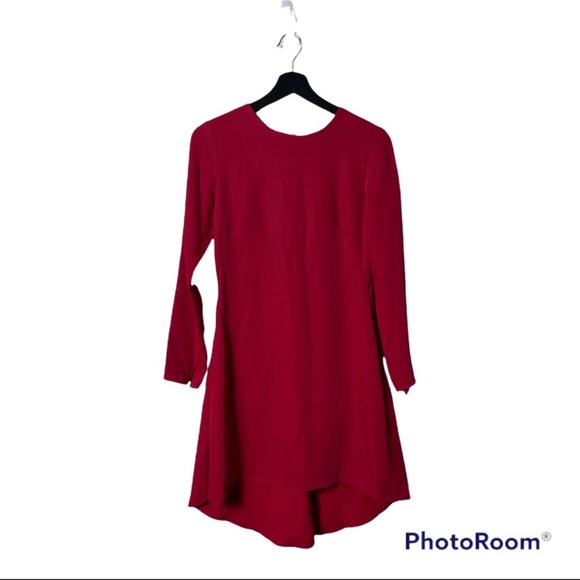 Nha Khanh West Hem A-Line Asymmetrical Short Sleeve Red Dress 10 2373 - Picture 7 of 8